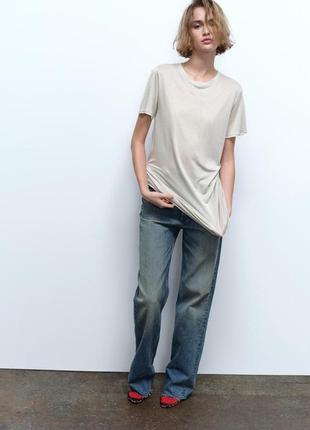 Футболка, довга футболка тонка, футболка zara длинная базова3 фото