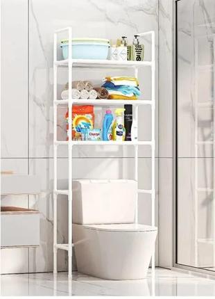 Полиця-етажерка біла для унітаза (sm-12) 47х25х155 см підлоговий стелаж для зберігання над унітазом