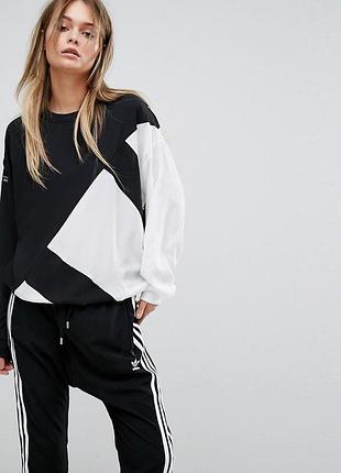 Adidas originals eqt chiffon panel sweatshirt in black and white