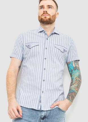 Рубашка мужская в полоску, цвет серо-голубой, 186r06181 фото