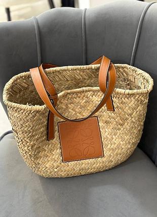 Плетеная сумка соломенная пляжная в стиле loewe