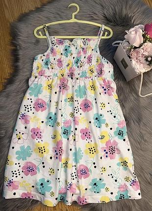 Прикольний легкий бавовняний сарафан з ніжним квітковим принтом для дівчинки 5/6р george
