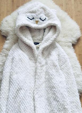 Махровый халат совушка 11-12 рок. банный, фвктурный флис, теплый. на море или в бассейн. состояние: идеаль3 фото