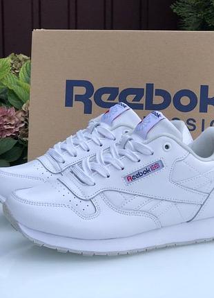 Кроссовки reebok classic, белые 35,36,37,38,39,40, 41=26 см размер, пресскожа, новинка, унисекс
