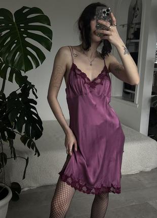 Бельеное фиолетовое платье из натурального шелка2 фото