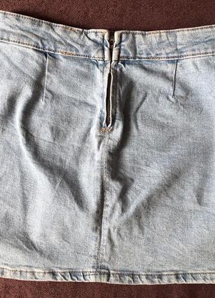 Джинсовая мини юбка с разрезом bershka3 фото