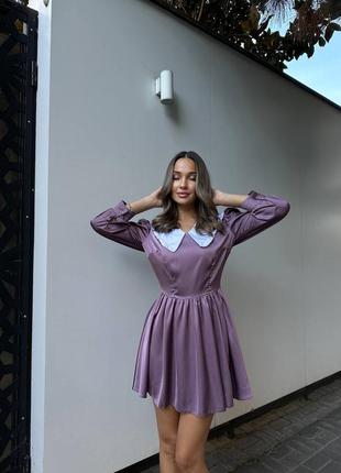 Шовкова сукня з білим комірцем 🍂 осінь 2024