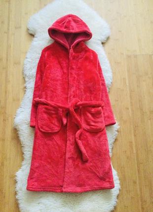 Marks&spencer махровый халат с капюшоном и серебряными пайетками 9-10 рок, 140 рост, банный, флисовый,