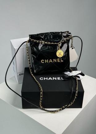 Сумка в стиле chanel black quilted calfskin mini 22 bag gold hardware