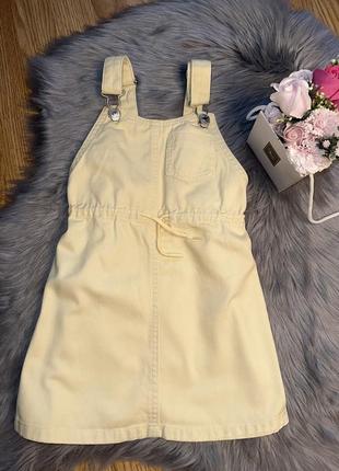 Стильный базовый джинсовый сарафан лимонного цвета для девочки 5/6р denim.co1 фото