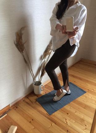 Коричневые плотные замшевые лосины