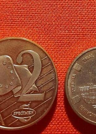 Монако 2 евроцента 2005г.  unusual, principaute de monaco пробные