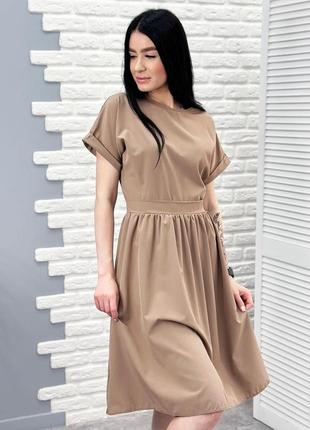 Жіноче плаття міді з короткими рукавами "валенсія" та по дропшипінгу | норма3 фото