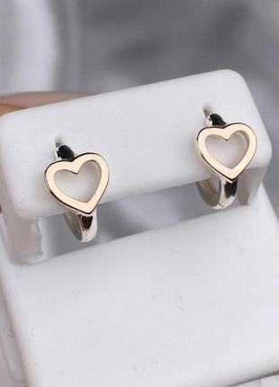 Сережки сердечки золота пластина