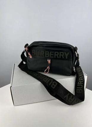 Борсетка burberry черная сумка кросс боди женская / мужская7 фото