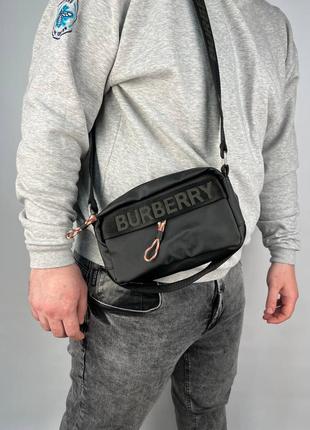 Борсетка burberry черная сумка кросс боди женская / мужская9 фото