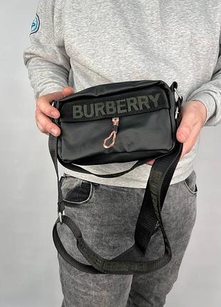 Борсетка burberry черная сумка кросс боди женская / мужская