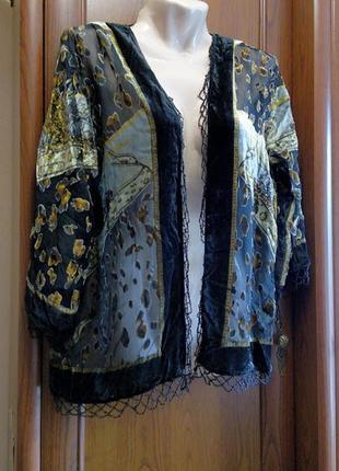 Велюровое кимоно с леопардовым принтом накидка кардиган кофта3 фото