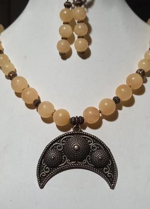 Намисто,лунниця, нат камінь