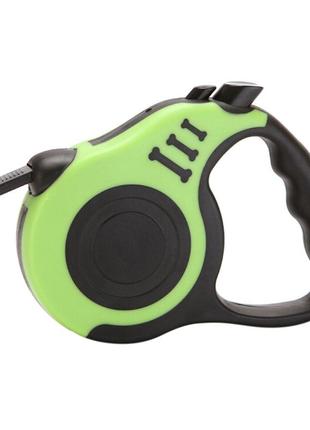 Рулетка для собак зі стрічковим повідцем кісточки зеленого кольору