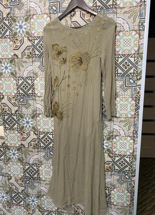 Сукня напівпрозора zara з аплікації з квітів та бісеру3 фото