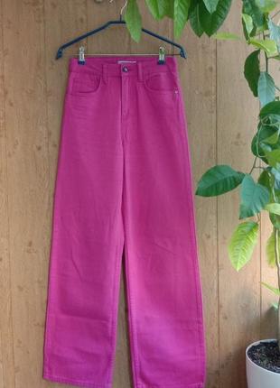 Штаны джинсы палаццо розовые3 фото