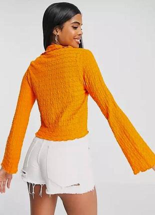 Оранжевая кофточка женская на пуговицах с широкими рукавами в винтажном стиле в идеальном состоянии3 фото