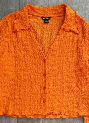 Оранжевая кофточка женская на пуговицах с широкими рукавами в винтажном стиле в идеальном состоянии5 фото