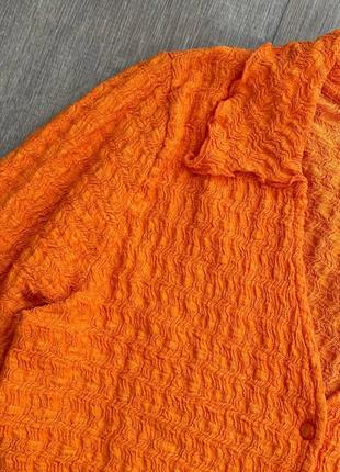 Оранжевая кофточка женская на пуговицах с широкими рукавами в винтажном стиле в идеальном состоянии6 фото