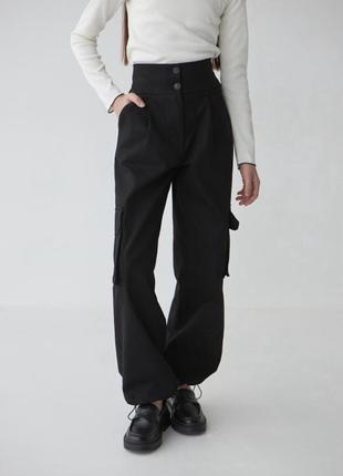 Штани карго чорні котон