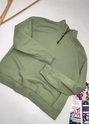 Свитшот женская толстовка зеленого цвета с молнией от бренда collins xs