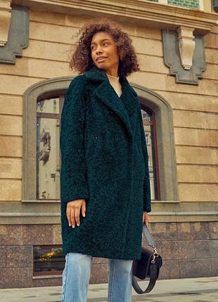 Шуба теди/тедди изумрудного цвета top shop в размере xs