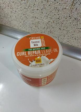 Несмываемый крем creme of nature leave-in для восстановления вьющихся волос, кокосовое...