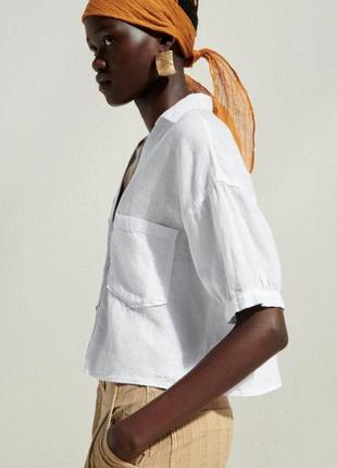 Zara 🤍 льняная белая рубашка oversize 💯 % льон2 фото