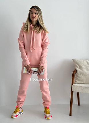 Спортивный костюм женский базовый теплый на флисе флисовый качественный пенье черный бежевый розовый серый осенний на осень демисезонный батал