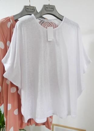 Красива трикотажна блуза футболка із мереживом вільного крою вільна оверсайз реглан нова сток