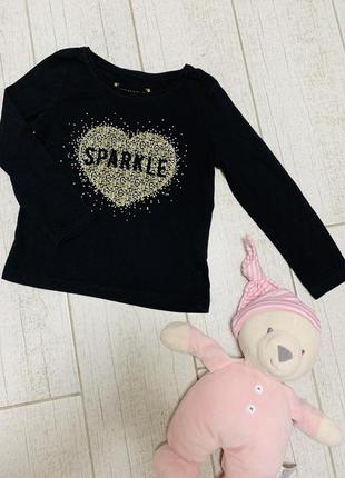 Легкий лонгслив с золотым принтом на девочку 1,5-2 года от primark