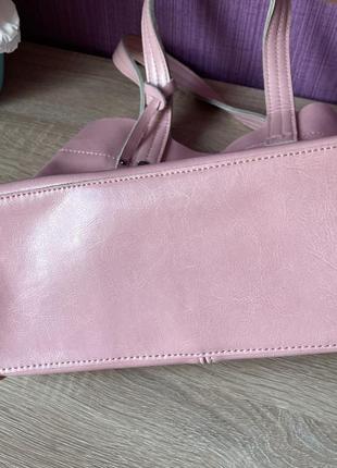 Кожаная сумка furla muse medium без плечевого ремня нежно-розовая5 фото