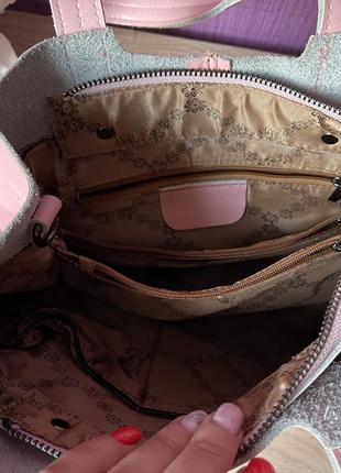Кожаная сумка furla muse medium без плечевого ремня нежно-розовая8 фото