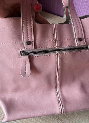 Кожаная сумка furla muse medium без плечевого ремня нежно-розовая7 фото