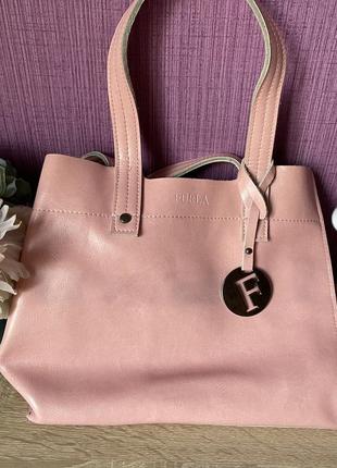 Кожаная сумка furla muse medium без плечевого ремня нежно-розовая4 фото