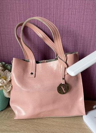 Кожаная сумка furla muse medium без плечевого ремня нежно-розовая2 фото