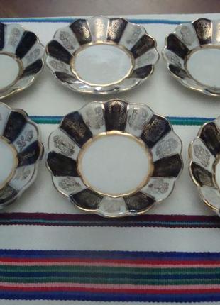 Розетки набор 6 шт кобальт позолота фарфор ссср довбыш №ст22