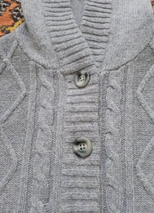 Женский кардиган кофта теплая шерсть вязаная косами базового серого цвета с капюшоном размера м4 фото