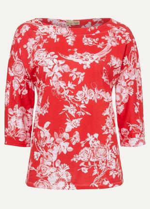 Брендовая яркая хлопковая блузка phase eight с цветочным принтом. размер uk18.5 фото