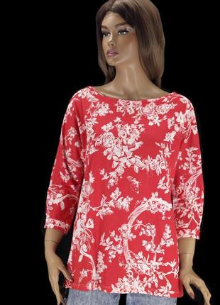 Брендовая яркая хлопковая блузка phase eight с цветочным принтом. размер uk18.7 фото