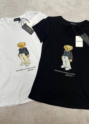 Футболка polo ralph lauren черная / белая женская