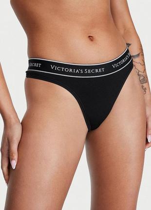 Трусики чорні бавовняні стрінги оригінал victoria’s secret