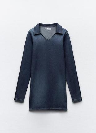 Сукня джинсова zara з коміром, поатье джинсовое zara с воротником,