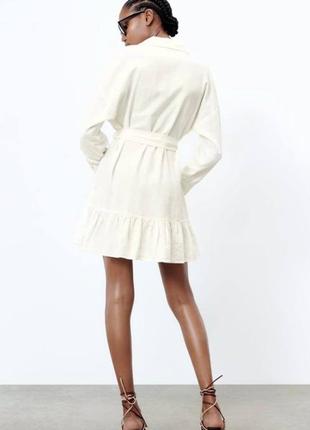 Льняное платье zara под пояс3 фото